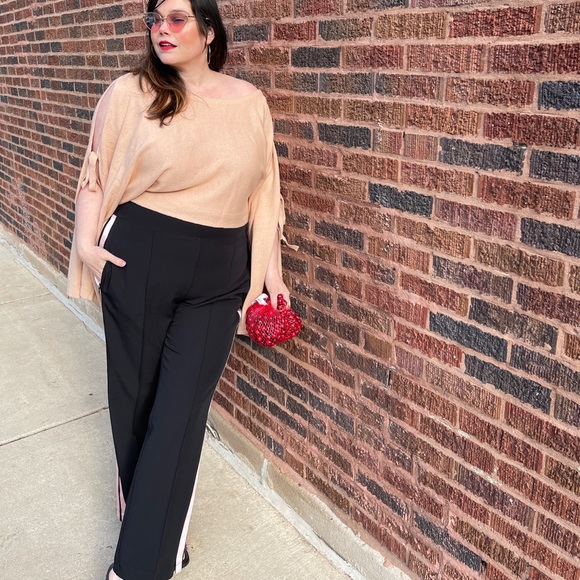 Black Track Pants with Pink Ribbon Stripes - Picture 8 of 10